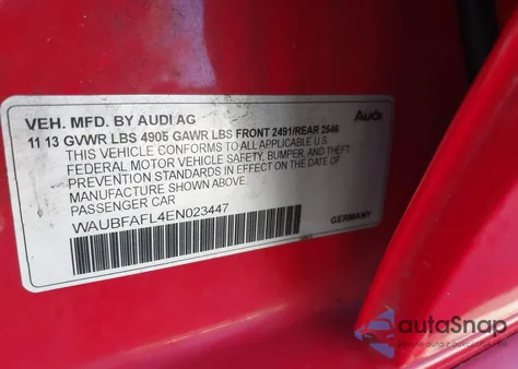2014 Audi A4 2.0T Premium from USA, damaged, VIN WAUBFAFL4EN023447